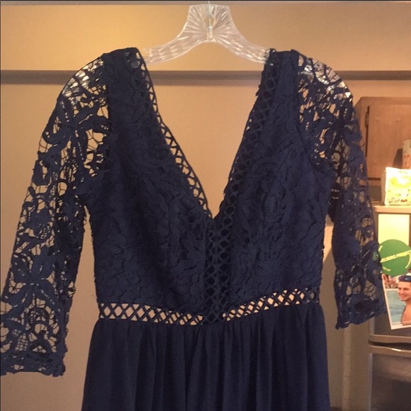 Lulu’s Navy Blue Lace Maxi - Size Small - Picture 2 of 4
